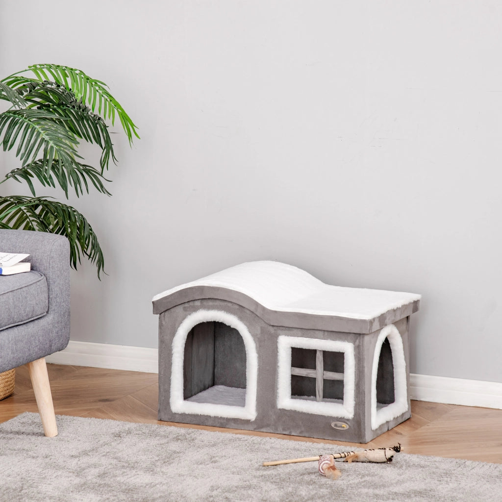 Casetta per Gatti da Interno ¨C Minimal ¨C Grigio, 63.5x37x40cm