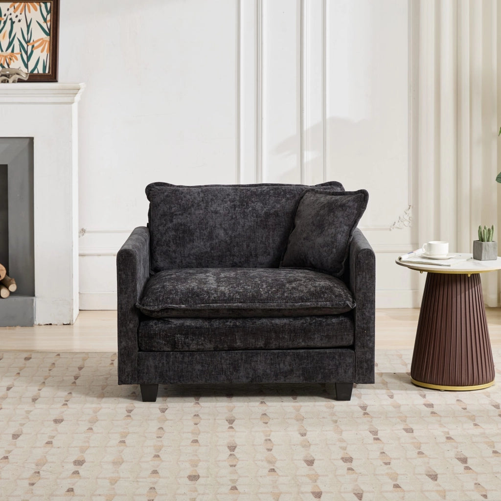 Poltrona Cloud ¨C MINIMAL ¨C Tessuto Chenille, Nero, Imbottita