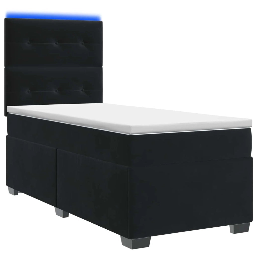 Letto box spring con materasso Nero 100 x 200 cm Velluto 3455050