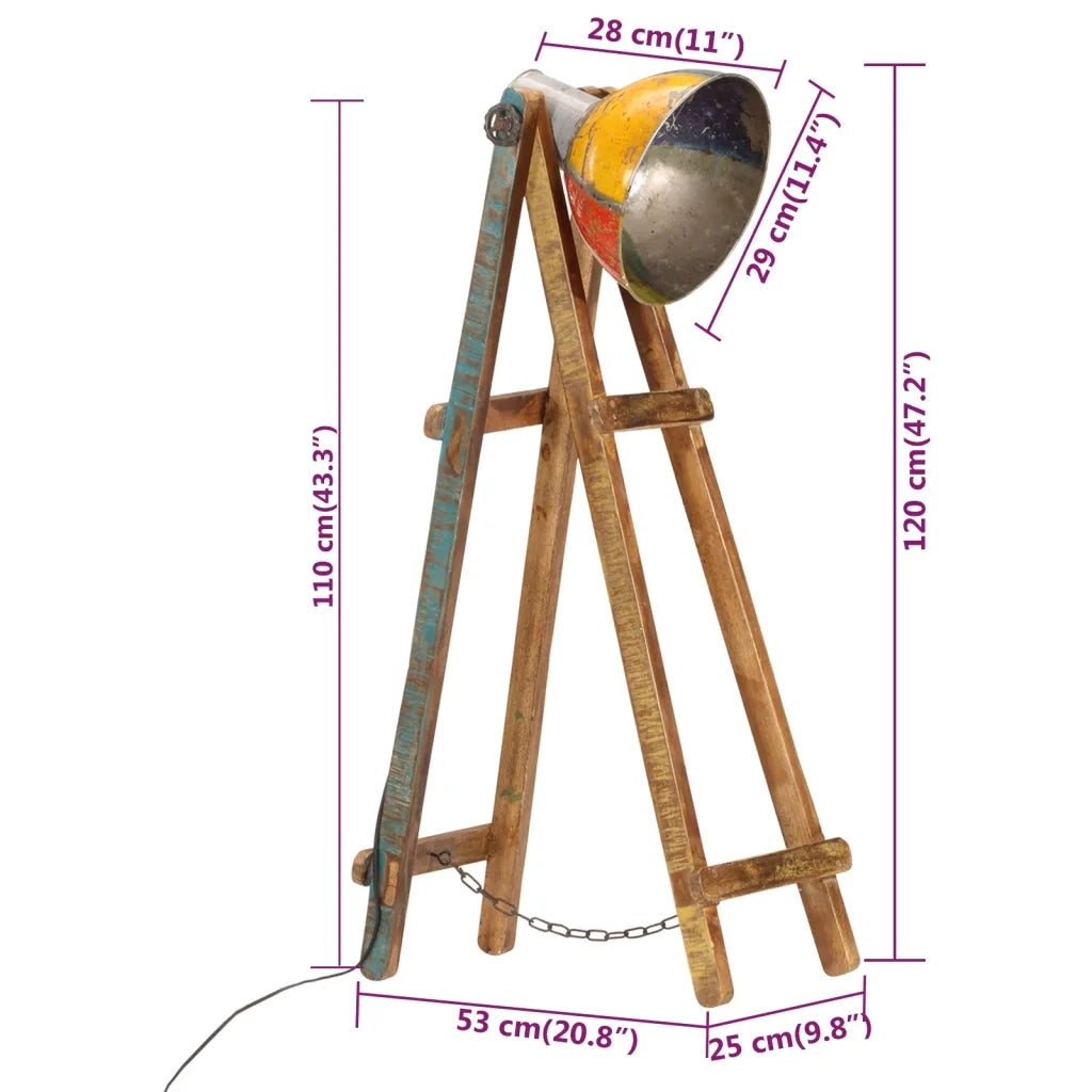 Lampada da Terra Multicolore E27 in Legno Massello di Mango 345037