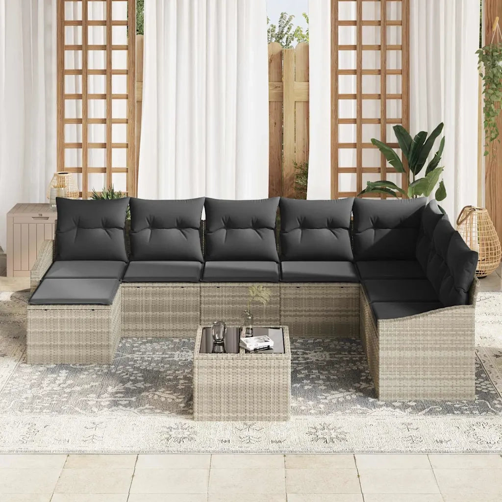 Set di divani con cuscino 9 pcs Grigio chiaro polyrattan 3346852