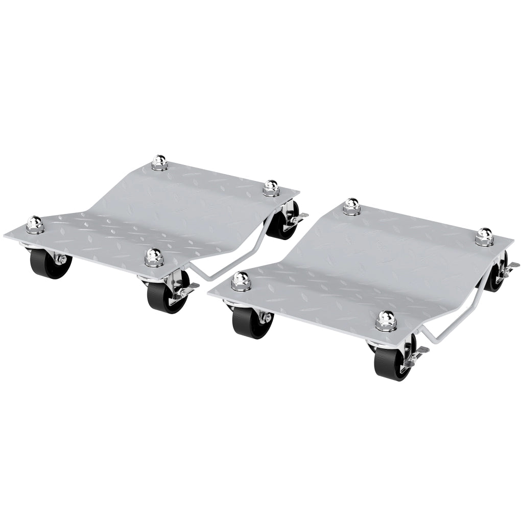 Carrello Sposta Auto 2 Pezzi ¨C Minimal ¨C Argento Metallo Antiscivolo