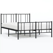 Letto matrimoniale | Letto per adulti | Giroletto con Testiera e Pediera Metallo Nero 150x200 cm
