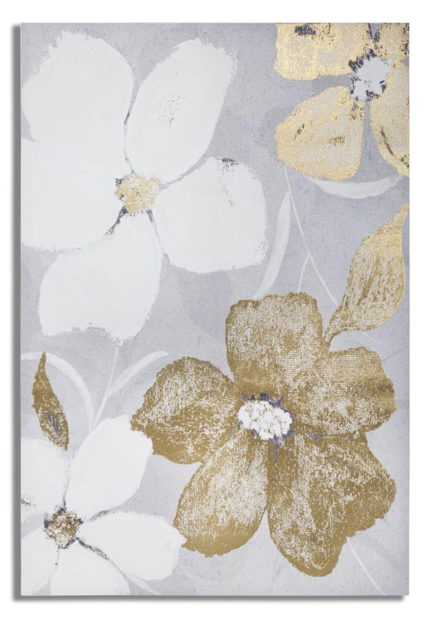 Stampa Dinpinta Flowery 80x3x120 cm in Legno e Tessuto
