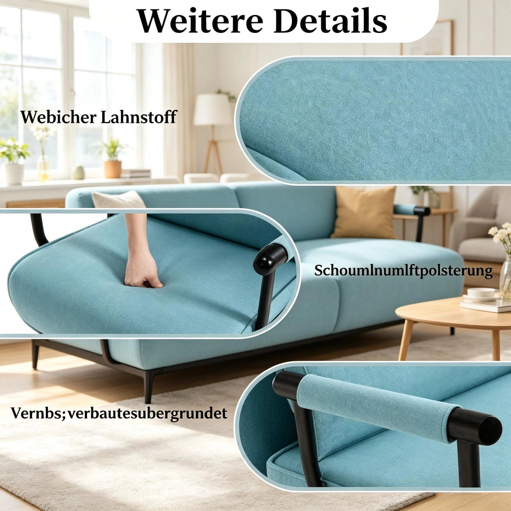 POLTRONA Letto convertibile 65x78x75 cm Blu in Lino, Schiuma e Metallo