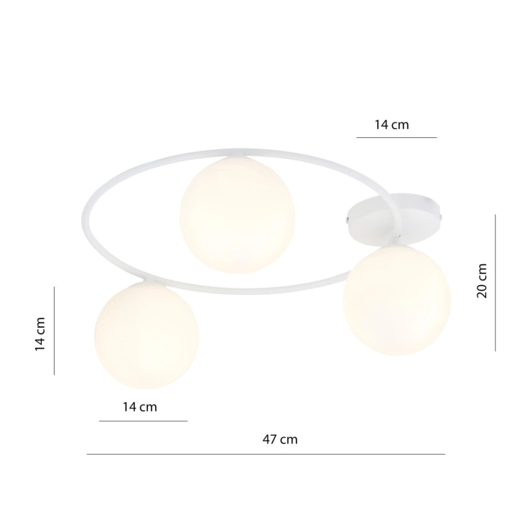 Plafoniera Emibig Sopra 3 luci E14 vetro bianco dimmerabile