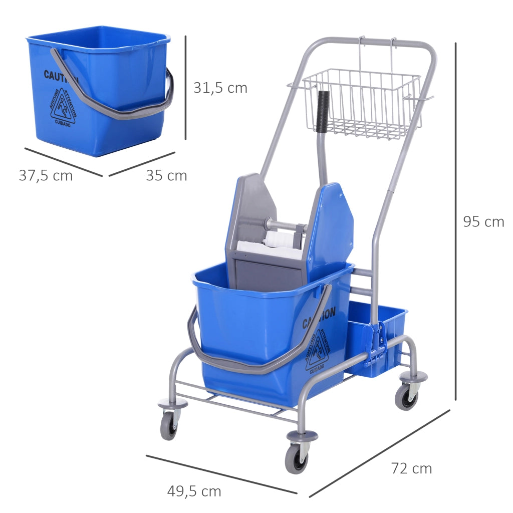 Carrello per Pulizia con Secchio ¨C Minimal ¨C Blu, Plastica, 25 L