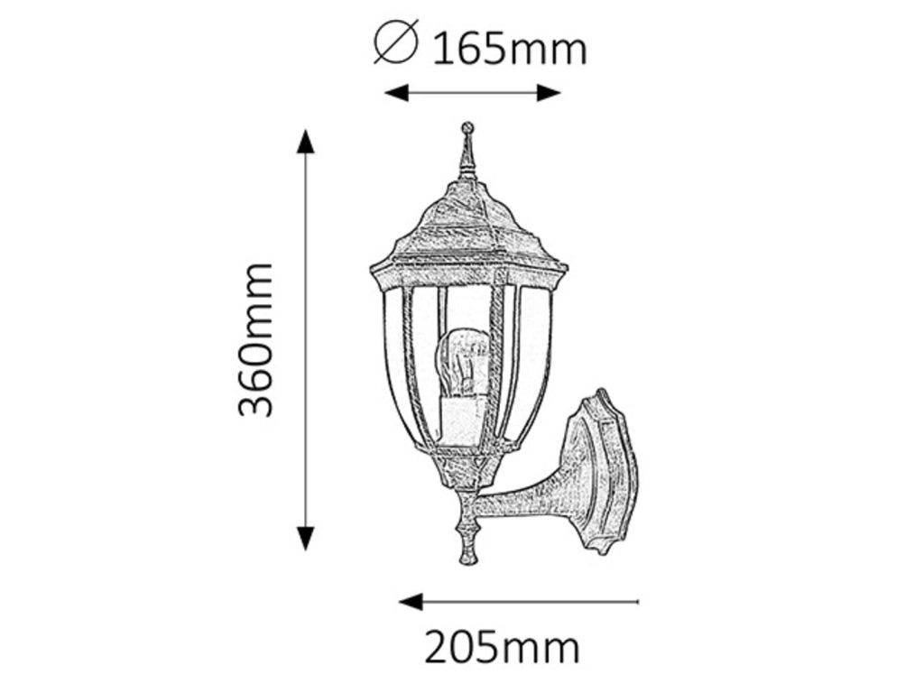 Applique esterna classica Nizza oro antico E27 Rabalux