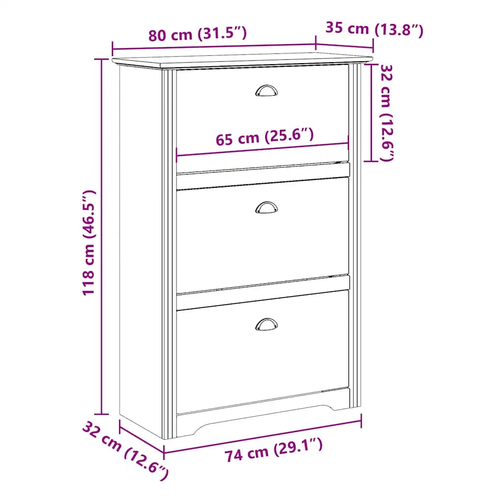 Scarpiera | Mobile per scarpe BODO Grigia 80x35x118 cm