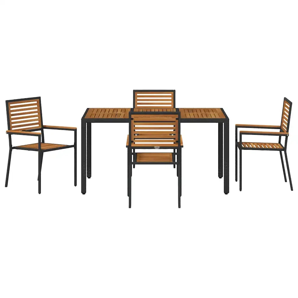 Set da Pranzo per Giardino 5 pcs Nero e Marrone polyrattan 3365438