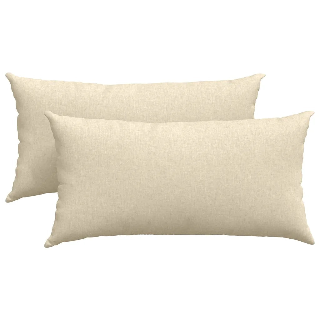 Cuscini da Divano 2 pz | Cuscini per sedie Crema 80 x 40 cm Tessuto