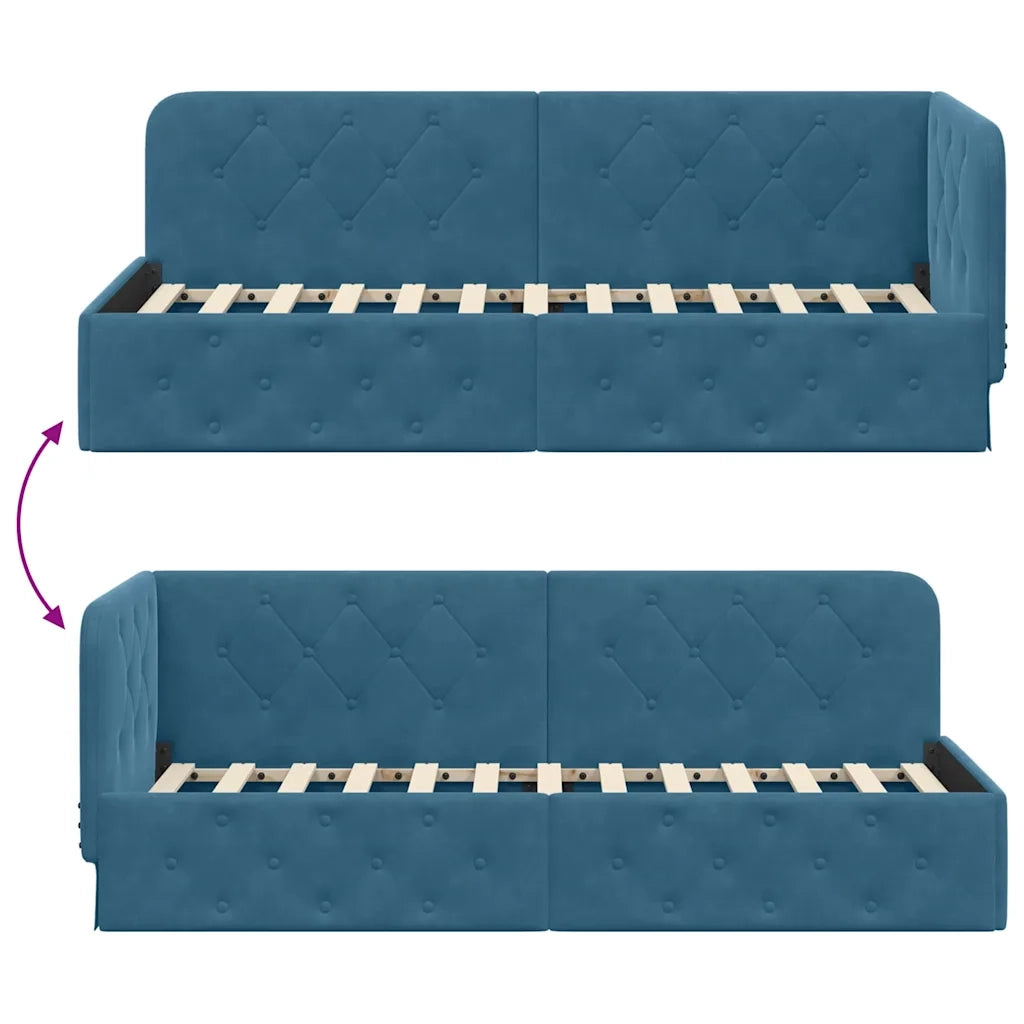 Cornice del letto ad angolo Blu 80 x 200 cm Velluto 42016512