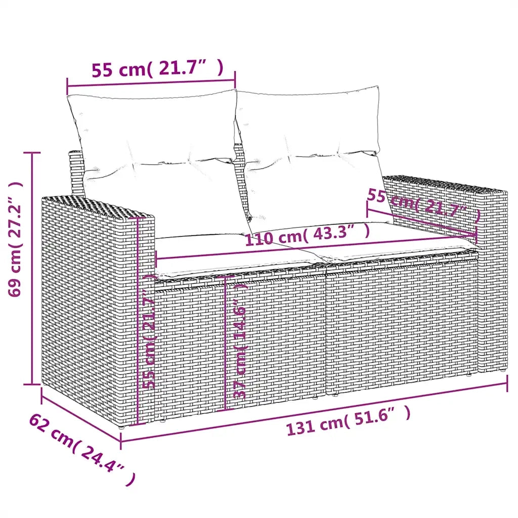 Set Divani da Giardino 9pz con Cuscini Marrone in Polyrattan 3219414