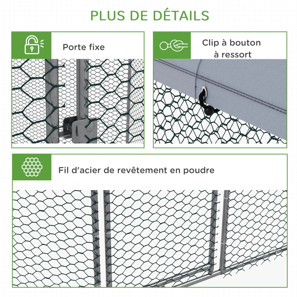 Pollaio da giardino con recinto - Xylo - 5m2 grigio 2,8x2,45x2,46m