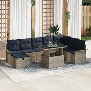 Set Divano da Giardino con cuscino 9 pcs Grigio Poly Rattan 3361034