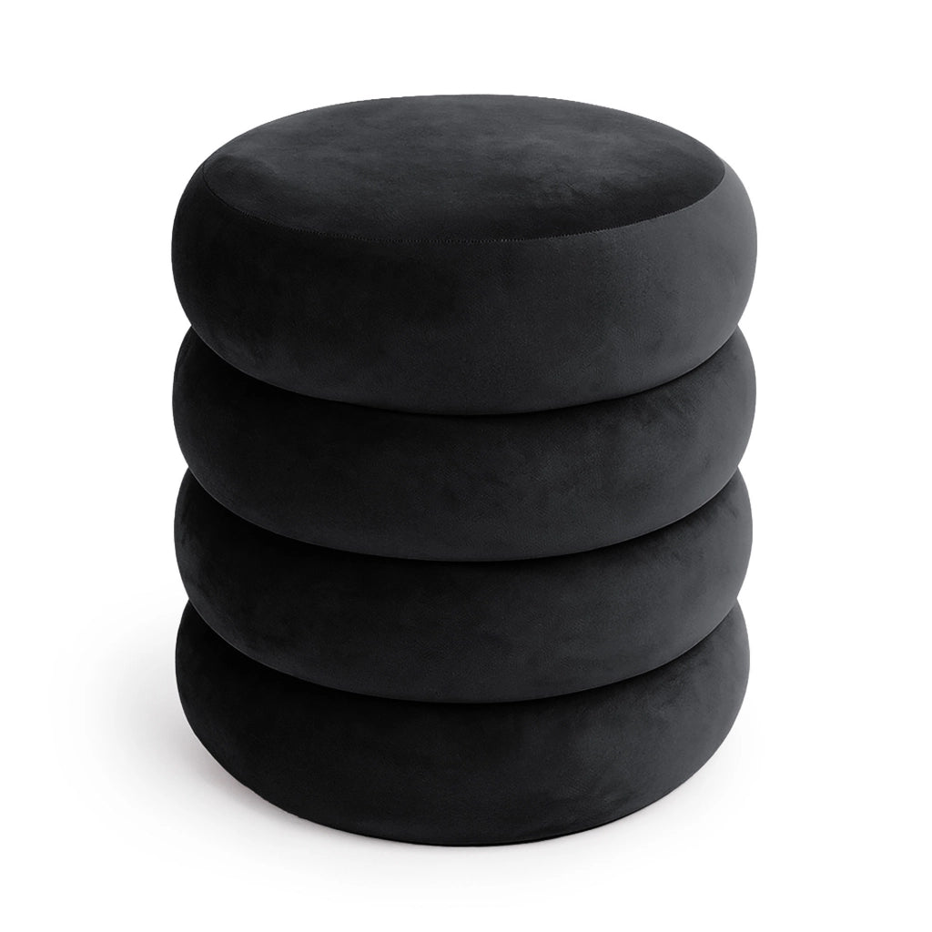 Pouf contenitore cilindrico in velluto 42 cm SNUGGO Nero