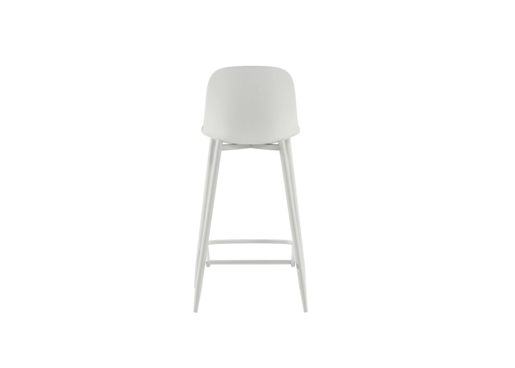 Sgabello Frida in Polipropilene Bianco con Gambe in Metallo, Design Scandinavo, Seduta Ergonomica per Cucina e Living - Om/Frida