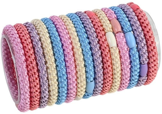 Set di elastici per capelli, 15 pezzi, elastici per intrecciare per ragazze, colorati, accessori per capelli per donne, intrecciati, bende per capelli con capelli spessi, elastici in gomma