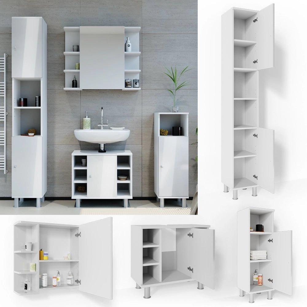 Vicco Set mobili bagno Bianco lucido 4 parti