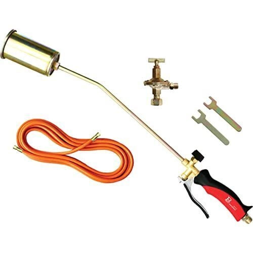 Project 03 SETCOMPLETOCONTUBO10MT Kit Cannello a Leva 70 cm con Bruciatore da 60 mm Tubo da 10 m e Regolatore colore Nero