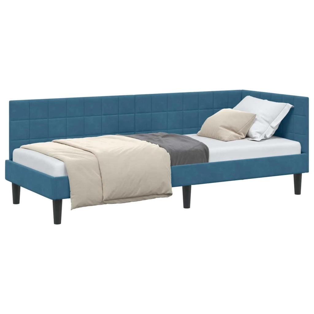 Cornice del letto ad angolo Blu 80 cm x 200 cm Velluto 42016407