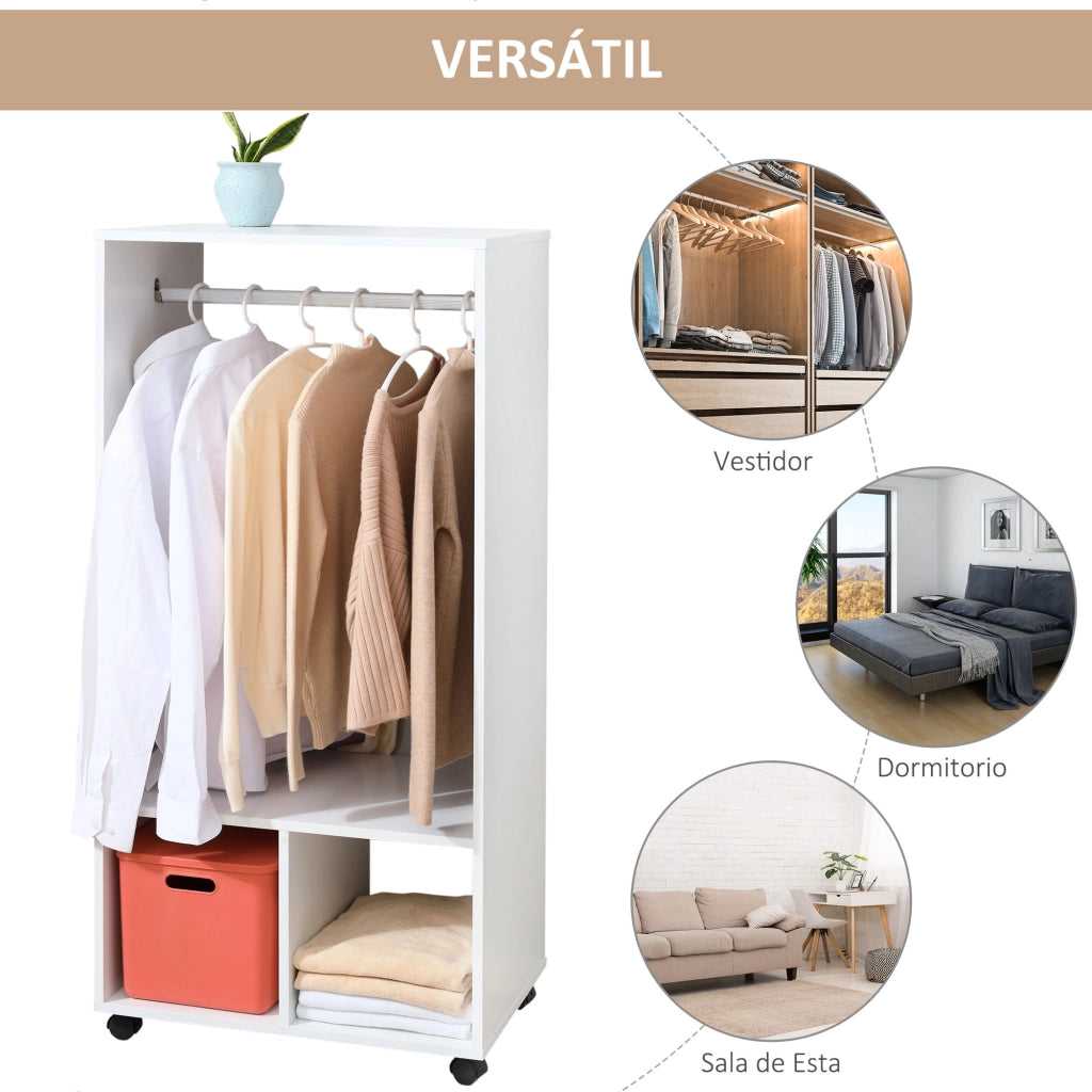 Armadio a rulli con appendiabiti e ripiani ¨C Minimal ¨C 60x40x128 Bianco