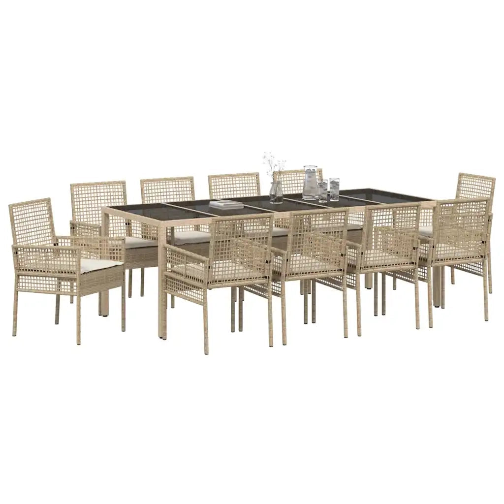 Set da Pranzo per Giardino 11 pcs Beige polyrattan 3334886