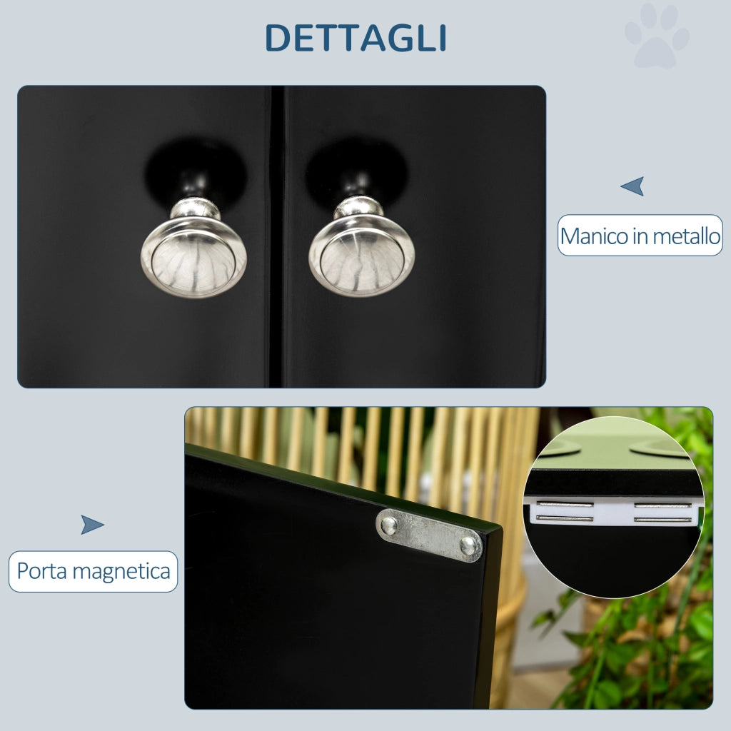 Ciotola per Cani Rialzata con Contenitore ¨C Minimal ¨C Nero 60x30x35.5cm