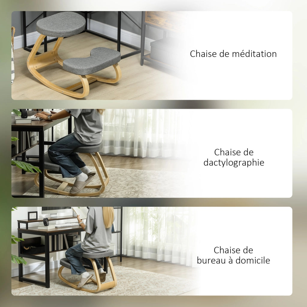 Sedia ergonomica a ginocchia ¨C Minimal ¨C Grigia in legno