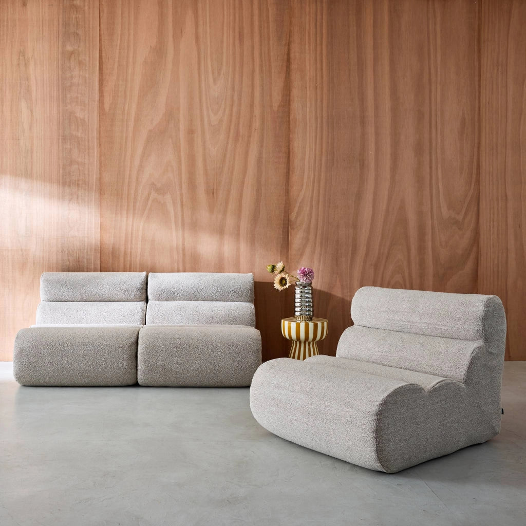 Divano modulare in tessuto bouclé, 3 posti, beige