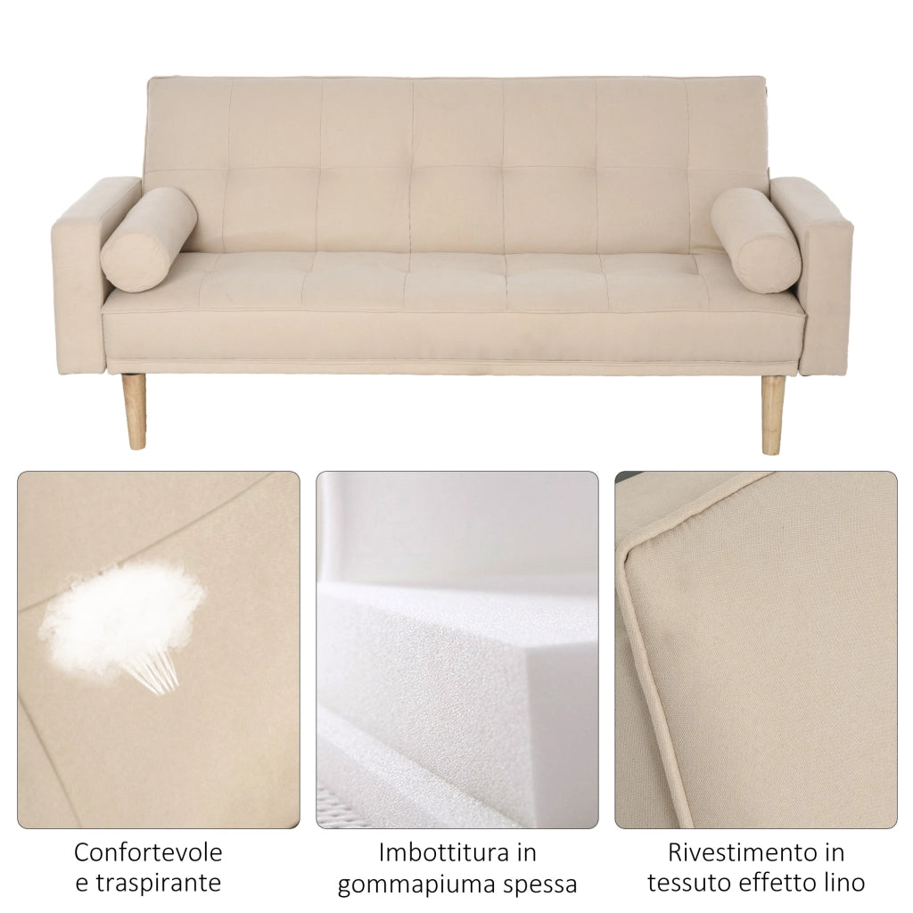 Divano letto 3 posti con schienale regolabile - Xylo - beige 185x84x85cm