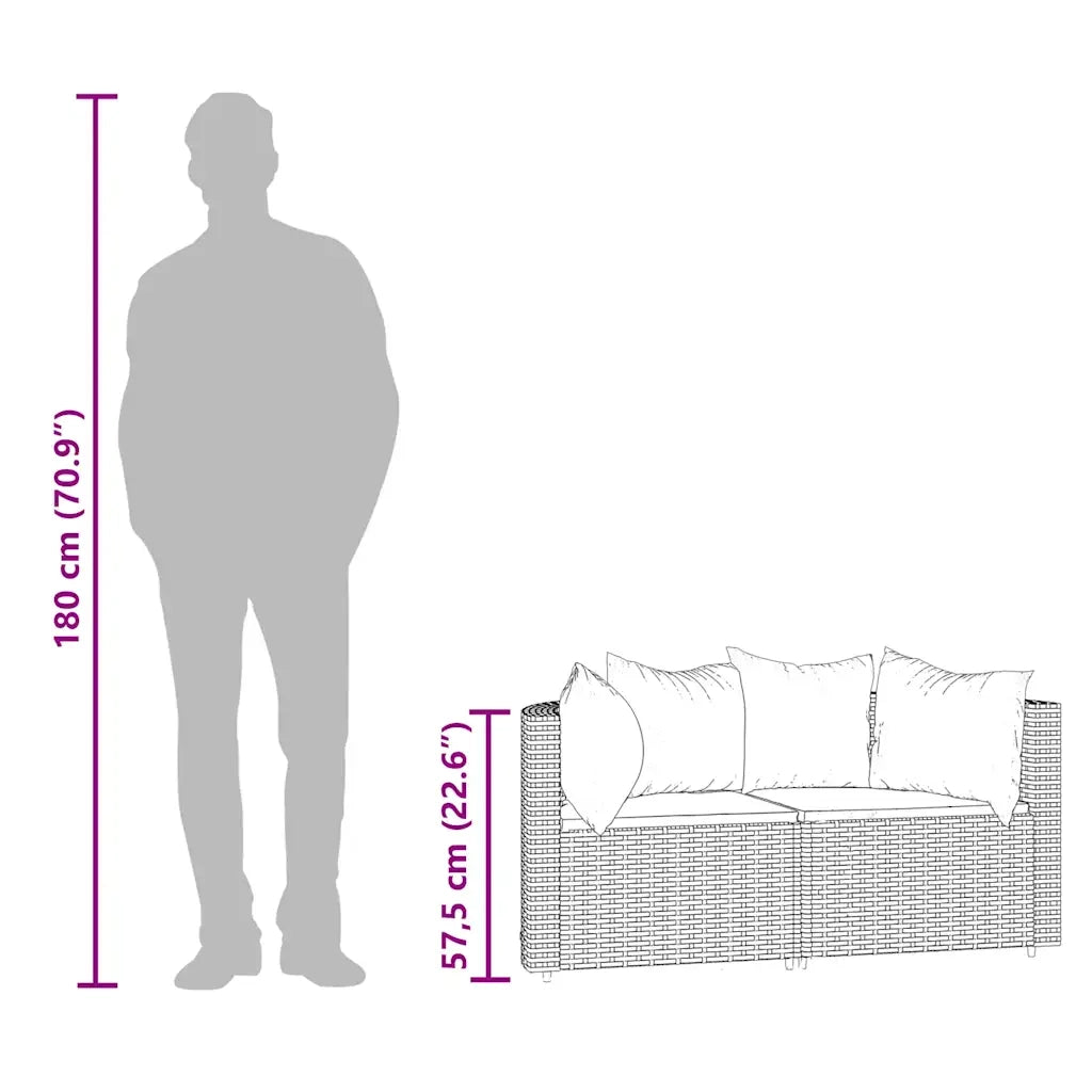 Divani Angolari da Giardino con Cuscini 2pz Polyrattan Marrone 319822