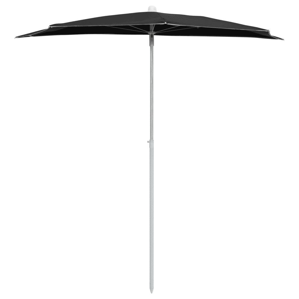 Ombrellone Semicircolare da Giardino con Palo 180x90 cm Nero 315565