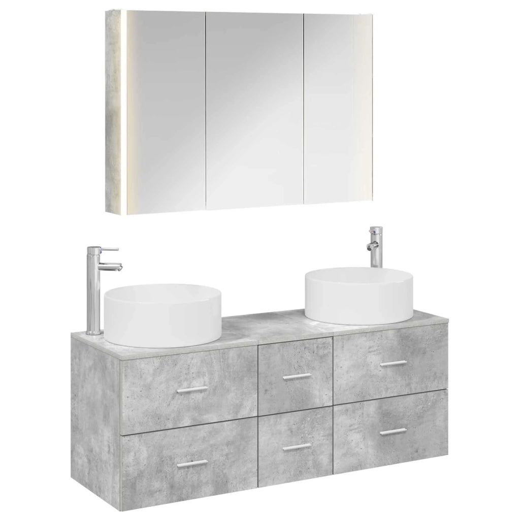 Set di mobili per il bagno 4 pz Grigio Cemento 3407106