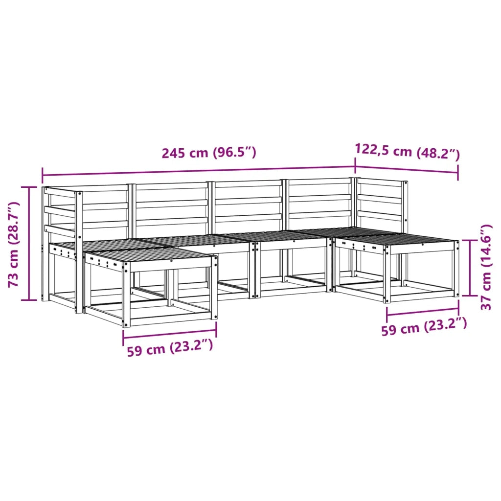 Set di divani da esterno 6 pcs Naturale