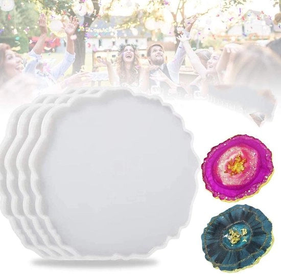 Quattro pezzi di sottopanno in resina poliuretanica modello, sottopanno in silicone con Druzy agata modello, pezzo di agata artificiale in silicone resina modello, sottopanno, pezzo di sottopanno per agata, decorazione per la casa