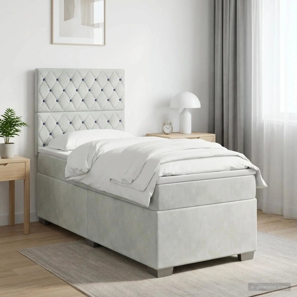 Letto box spring con materasso Grigio Chiaro 80 x 200 cm 3454988