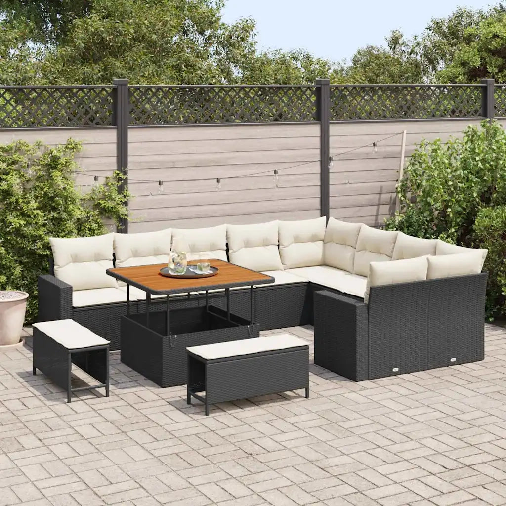 Set Divano da Giardino 12 pcs Nero polyrattan 3361645