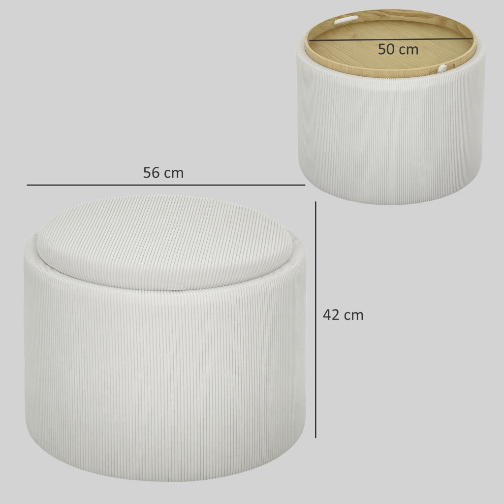 Pouf Contenitore Rotondo in Tessuto ¨C Minimal ¨C Cremewei?