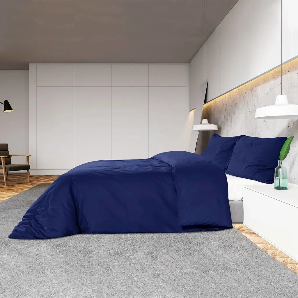 Set Copripiumino Blu Marino 200x220 cm in Cotone 136153