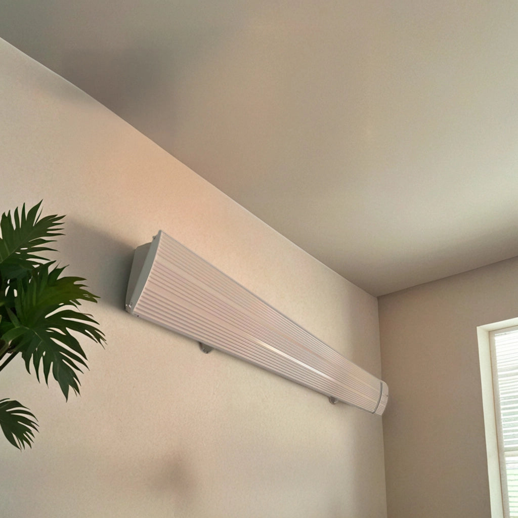 Mpc Marbella 2400w Riscaldatore a Infrarossi Da Parete Con Potenza 2400w Bianco Nessuna Emissione Di Luce Elemento Riscaldante In Lega Alluminio Estruso Rivestimento Ceramico Telecomando Ip65