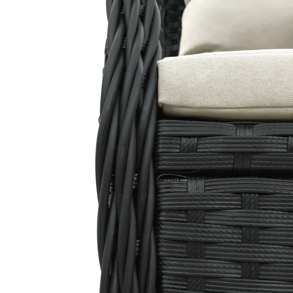 Set da Pranzo da Giardino 9 pz con Cuscini Nero in Polyrattan 3262778