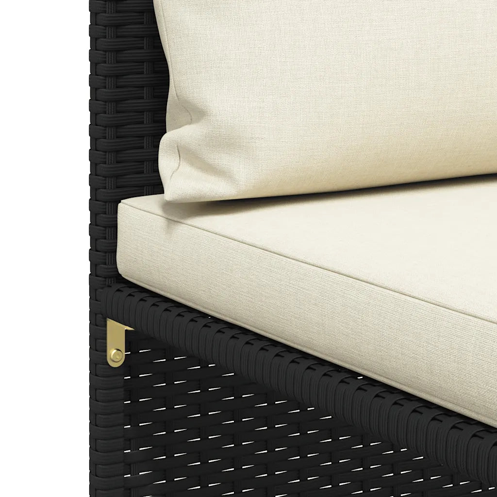 Divano da Giardino a 2 Posti con Cuscini Nero in Polyrattan 313512
