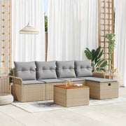 Set Divano da Giardino con cuscino 6 pcs Beige Poly Rattan 3360780