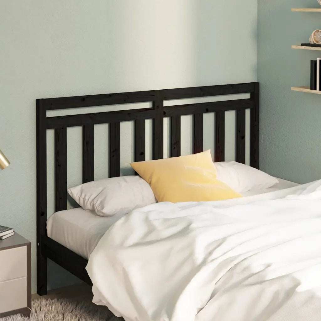 Testiera | Testata per Letto Nera 166x4x100 cm in Legno Massello di Pino