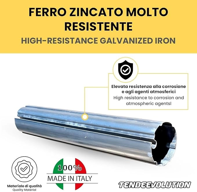 Rullo Avvolgitore Ferro Zincato Ø70 | Tenda da Sole | Lunghezza 3,5m | Universale & Resistente