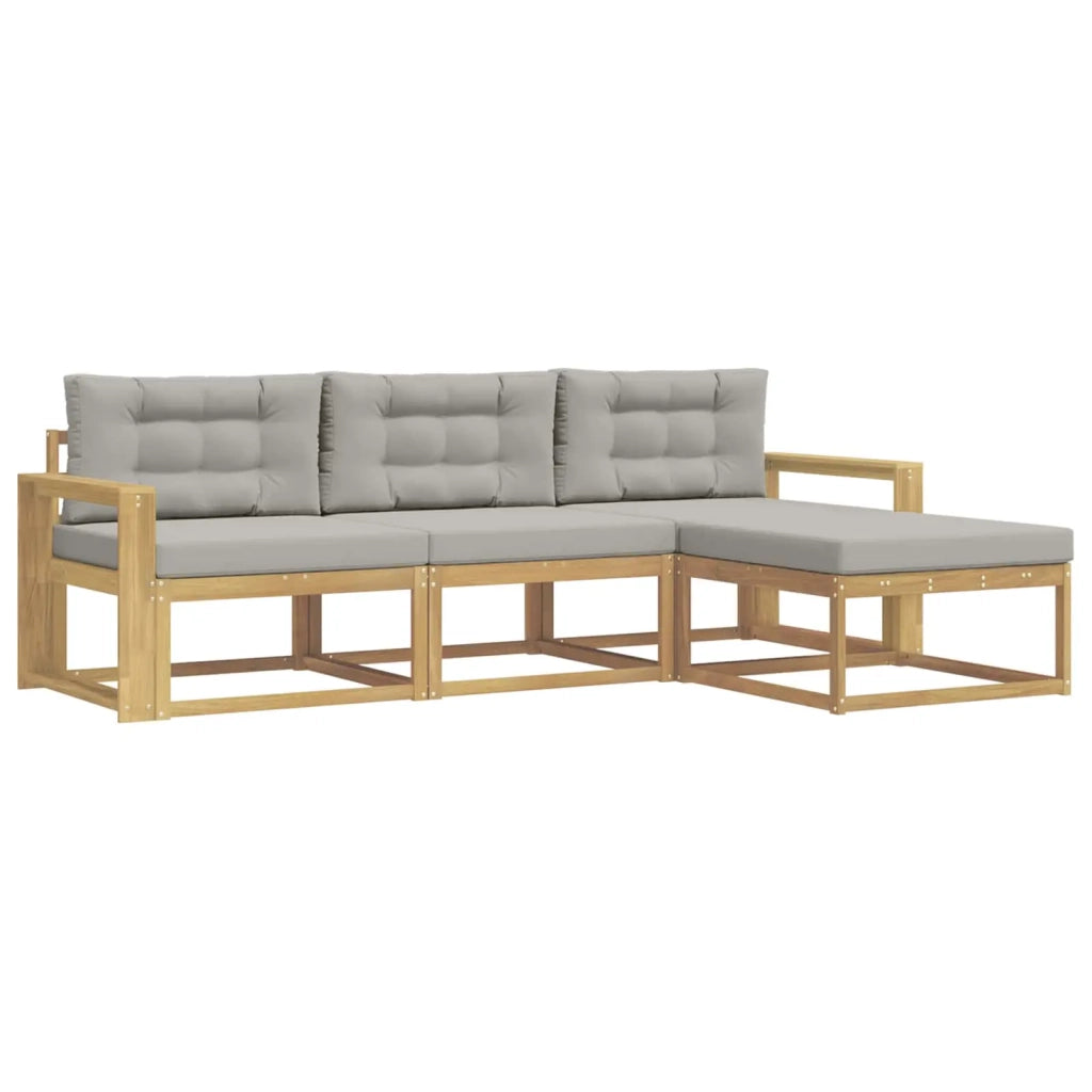 Set di divani da esterno 4 pcs Bianco e Grigio Chiaro 3386275