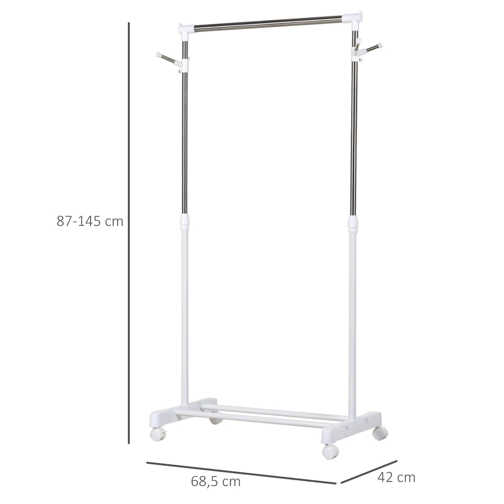 Armadio Portatile con Appendiabiti e Ripiani ¨C Minimal ¨C Bianco 68.5x42x87-145 cm