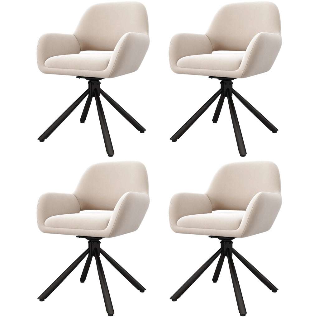 Sedia da pranzo girevole - Zephmum- 4 pezzi, braccioli, velluto, beige