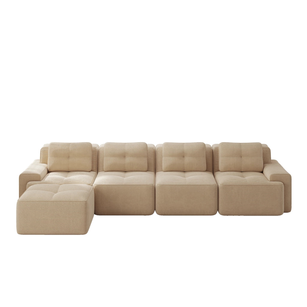 Sof¨¤ modulare senza ossa - Zephmum - 4 posti, design antiscivolo, velluto a coste beige